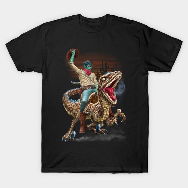 Zombie Rodeo Raptor T-Shirt by AyotaIllustration